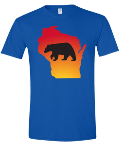 Short Sleeve T-Shirt Wisconsin Royal Black Bear Vibrant Design High Quality Tight Knit Ring Spun Low Maintenance Cotton Printed With The Newest Available Color Transfer Technology