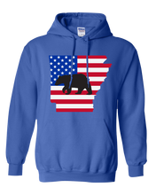 Load image into Gallery viewer, Pullover Hooded Sweatshirt Arkansas Royal Black Bear Vibrant Design High Quality Tight Knit Ring Spun Low Maintenance Cotton Printed With The Newest Available Color Transfer Technology