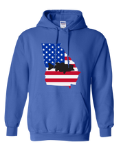 Load image into Gallery viewer, Pullover Hooded Sweatshirt Georgia Royal Large Mouth Bass Vibrant Design High Quality Tight Knit Ring Spun Low Maintenance Cotton Printed With The Newest Available Color Transfer Technology