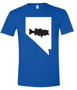 Short Sleeve T-Shirt Nevada Royal Large Mouth Bass Vibrant Design High Quality Tight Knit Ring Spun Low Maintenance Cotton Printed With The Newest Available Color Transfer Technology