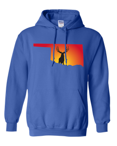 Pullover Hooded Sweatshirt Oklahoma Royal Mule Deer Vibrant Design High Quality Tight Knit Ring Spun Low Maintenance Cotton Printed With The Newest Available Color Transfer Technology