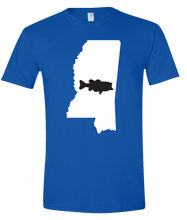 Load image into Gallery viewer, Short Sleeve T-Shirt Mississippi Royal Large Mouth Bass Vibrant Design High Quality Tight Knit Ring Spun Low Maintenance Cotton Printed With The Newest Available Color Transfer Technology