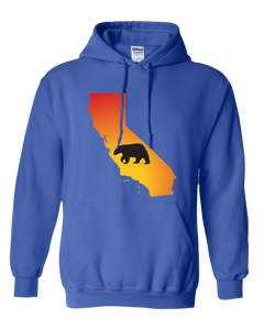 Pullover Hooded Sweatshirt California Royal Black Bear Vibrant Design High Quality Tight Knit Ring Spun Low Maintenance Cotton Printed With The Newest Available Color Transfer Technology