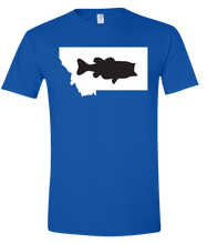 Load image into Gallery viewer, Short Sleeve T-Shirt Montana Royal Large Mouth Bass Vibrant Design High Quality Tight Knit Ring Spun Low Maintenance Cotton Printed With The Newest Available Color Transfer Technology