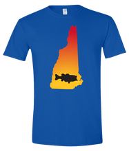 Load image into Gallery viewer, Short Sleeve T-Shirt New Hampshire Royal Large Mouth Bass Vibrant Design High Quality Tight Knit Ring Spun Low Maintenance Cotton Printed With The Newest Available Color Transfer Technology