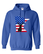 Load image into Gallery viewer, Pullover Hooded Sweatshirt Minnesota Royal Whitetail Deer Vibrant Design High Quality Tight Knit Ring Spun Low Maintenance Cotton Printed With The Newest Available Color Transfer Technology