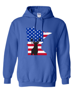 Pullover Hooded Sweatshirt Minnesota Royal Whitetail Deer Vibrant Design High Quality Tight Knit Ring Spun Low Maintenance Cotton Printed With The Newest Available Color Transfer Technology
