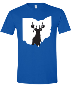 Short Sleeve T-Shirt Ohio Royal Whitetail Deer Vibrant Design High Quality Tight Knit Ring Spun Low Maintenance Cotton Printed With The Newest Available Color Transfer Technology