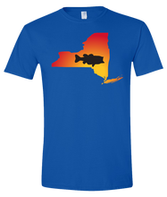 Load image into Gallery viewer, Short Sleeve T-Shirt New York Royal Large Mouth Bass Vibrant Design High Quality Tight Knit Ring Spun Low Maintenance Cotton Printed With The Newest Available Color Transfer Technology