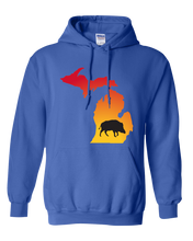 Load image into Gallery viewer, Pullover Hooded Sweatshirt Michigan Royal Wild Hog Vibrant Design High Quality Tight Knit Ring Spun Low Maintenance Cotton Printed With The Newest Available Color Transfer Technology