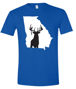 Short Sleeve T-Shirt Georgia Royal Whitetail Deer Vibrant Design High Quality Tight Knit Ring Spun Low Maintenance Cotton Printed With The Newest Available Color Transfer Technology