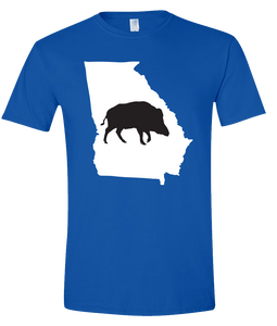 Short Sleeve T-Shirt Georgia Royal Wild Hog Vibrant Design High Quality Tight Knit Ring Spun Low Maintenance Cotton Printed With The Newest Available Color Transfer Technology