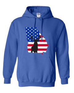 Pullover Hooded Sweatshirt Georgia Royal Whitetail Deer Vibrant Design High Quality Tight Knit Ring Spun Low Maintenance Cotton Printed With The Newest Available Color Transfer Technology