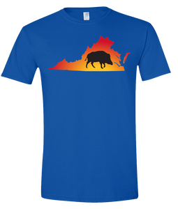 Short Sleeve T-Shirt Virginia Royal Wild Hog Vibrant Design High Quality Tight Knit Ring Spun Low Maintenance Cotton Printed With The Newest Available Color Transfer Technology