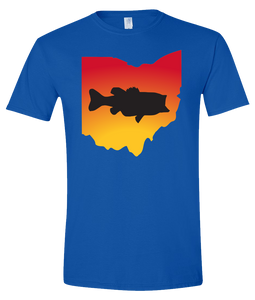 Short Sleeve T-Shirt Ohio Royal Large Mouth Bass Vibrant Design High Quality Tight Knit Ring Spun Low Maintenance Cotton Printed With The Newest Available Color Transfer Technology