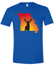 Load image into Gallery viewer, Short Sleeve T-Shirt Missouri Royal Whitetail Deer Vibrant Design High Quality Tight Knit Ring Spun Low Maintenance Cotton Printed With The Newest Available Color Transfer Technology