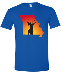 Short Sleeve T-Shirt Missouri Royal Whitetail Deer Vibrant Design High Quality Tight Knit Ring Spun Low Maintenance Cotton Printed With The Newest Available Color Transfer Technology