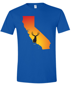 Short Sleeve T-Shirt California Royal Mule Deer Vibrant Design High Quality Tight Knit Ring Spun Low Maintenance Cotton Printed With The Newest Available Color Transfer Technology