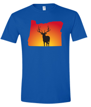 Load image into Gallery viewer, Short Sleeve T-Shirt Oregon Royal Elk Vibrant Design High Quality Tight Knit Ring Spun Low Maintenance Cotton Printed With The Newest Available Color Transfer Technology