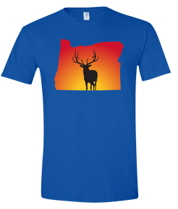 Short Sleeve T-Shirt Oregon Royal Elk Vibrant Design High Quality Tight Knit Ring Spun Low Maintenance Cotton Printed With The Newest Available Color Transfer Technology