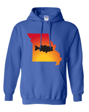 Load image into Gallery viewer, Pullover Hooded Sweatshirt Missouri Royal Large Mouth Bass Vibrant Design High Quality Tight Knit Ring Spun Low Maintenance Cotton Printed With The Newest Available Color Transfer Technology