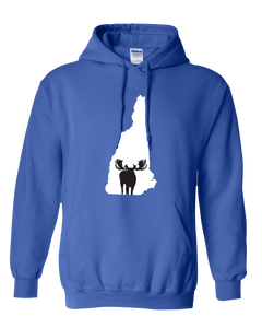 Pullover Hooded Sweatshirt New Hampshire Royal Moose Vibrant Design High Quality Tight Knit Ring Spun Low Maintenance Cotton Printed With The Newest Available Color Transfer Technology