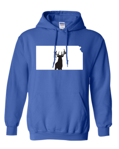 Pullover Hooded Sweatshirt Kansas Royal Whitetail Deer Vibrant Design High Quality Tight Knit Ring Spun Low Maintenance Cotton Printed With The Newest Available Color Transfer Technology