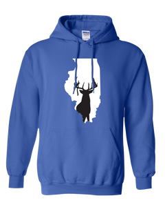 Pullover Hooded Sweatshirt Illinois Royal Whitetail Deer Vibrant Design High Quality Tight Knit Ring Spun Low Maintenance Cotton Printed With The Newest Available Color Transfer Technology