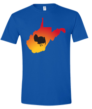 Load image into Gallery viewer, Short Sleeve T-Shirt West Virginia Royal Turkey Vibrant Design High Quality Tight Knit Ring Spun Low Maintenance Cotton Printed With The Newest Available Color Transfer Technology