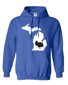 Pullover Hooded Sweatshirt Michigan Royal Turkey Vibrant Design High Quality Tight Knit Ring Spun Low Maintenance Cotton Printed With The Newest Available Color Transfer Technology