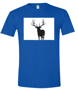 Short Sleeve T-Shirt Colorado Royal Elk Vibrant Design High Quality Tight Knit Ring Spun Low Maintenance Cotton Printed With The Newest Available Color Transfer Technology