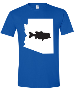 Short Sleeve T-Shirt Arizona Royal Large Mouth Bass Vibrant Design High Quality Tight Knit Ring Spun Low Maintenance Cotton Printed With The Newest Available Color Transfer Technology