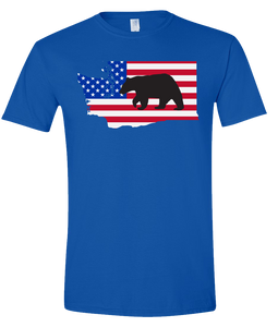 Short Sleeve T-Shirt Washington Royal Black Bear Vibrant Design High Quality Tight Knit Ring Spun Low Maintenance Cotton Printed With The Newest Available Color Transfer Technology