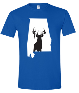 Short Sleeve T-Shirt Alabama Royal Whitetail Deer Vibrant Design High Quality Tight Knit Ring Spun Low Maintenance Cotton Printed With The Newest Available Color Transfer Technology