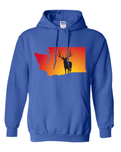 Pullover Hooded Sweatshirt Washington Royal Elk Vibrant Design High Quality Tight Knit Ring Spun Low Maintenance Cotton Printed With The Newest Available Color Transfer Technology