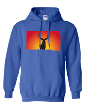 Load image into Gallery viewer, Pullover Hooded Sweatshirt South Dakota Royal Mule Deer Vibrant Design High Quality Tight Knit Ring Spun Low Maintenance Cotton Printed With The Newest Available Color Transfer Technology
