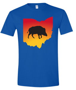 Short Sleeve T-Shirt Ohio Royal Wild Hog Vibrant Design High Quality Tight Knit Ring Spun Low Maintenance Cotton Printed With The Newest Available Color Transfer Technology