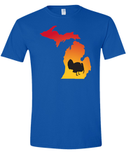 Load image into Gallery viewer, Short Sleeve T-Shirt Michigan Royal Turkey Vibrant Design High Quality Tight Knit Ring Spun Low Maintenance Cotton Printed With The Newest Available Color Transfer Technology