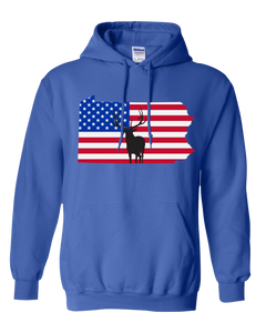 Pullover Hooded Sweatshirt Pennsylvania Royal Elk Vibrant Design High Quality Tight Knit Ring Spun Low Maintenance Cotton Printed With The Newest Available Color Transfer Technology
