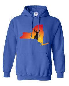 Pullover Hooded Sweatshirt New York Royal Whitetail Deer Vibrant Design High Quality Tight Knit Ring Spun Low Maintenance Cotton Printed With The Newest Available Color Transfer Technology
