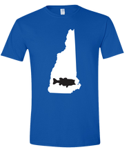 Load image into Gallery viewer, Short Sleeve T-Shirt New Hampshire Royal Large Mouth Bass Vibrant Design High Quality Tight Knit Ring Spun Low Maintenance Cotton Printed With The Newest Available Color Transfer Technology