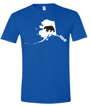 Load image into Gallery viewer, Short Sleeve T-Shirt Alaska Royal Black Bear Vibrant Design High Quality Tight Knit Ring Spun Low Maintenance Cotton Printed With The Newest Available Color Transfer Technology