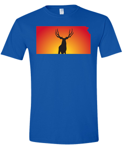 Short Sleeve T-Shirt Kansas Royal Mule Deer Vibrant Design High Quality Tight Knit Ring Spun Low Maintenance Cotton Printed With The Newest Available Color Transfer Technology
