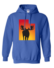 Load image into Gallery viewer, Pullover Hooded Sweatshirt Utah Royal Moose Vibrant Design High Quality Tight Knit Ring Spun Low Maintenance Cotton Printed With The Newest Available Color Transfer Technology