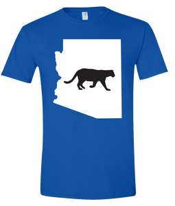 Short Sleeve T-Shirt Arizona Royal Mountain Lion Vibrant Design High Quality Tight Knit Ring Spun Low Maintenance Cotton Printed With The Newest Available Color Transfer Technology