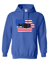 Load image into Gallery viewer, Pullover Hooded Sweatshirt Iowa Royal Large Mouth Bass Vibrant Design High Quality Tight Knit Ring Spun Low Maintenance Cotton Printed With The Newest Available Color Transfer Technology