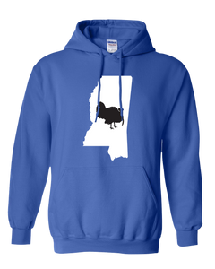 Pullover Hooded Sweatshirt Mississippi Royal Turkey Vibrant Design High Quality Tight Knit Ring Spun Low Maintenance Cotton Printed With The Newest Available Color Transfer Technology