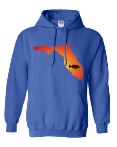 Pullover Hooded Sweatshirt Florida Royal Large Mouth Bass Vibrant Design High Quality Tight Knit Ring Spun Low Maintenance Cotton Printed With The Newest Available Color Transfer Technology