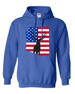 Pullover Hooded Sweatshirt Arizona Royal Mule Deer Vibrant Design High Quality Tight Knit Ring Spun Low Maintenance Cotton Printed With The Newest Available Color Transfer Technology