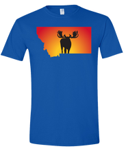 Load image into Gallery viewer, Short Sleeve T-Shirt Montana Royal Moose Vibrant Design High Quality Tight Knit Ring Spun Low Maintenance Cotton Printed With The Newest Available Color Transfer Technology